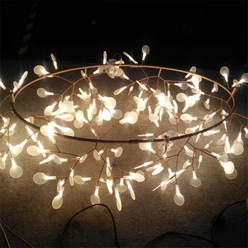 Velik Krog Sodobni LED Žarnica Firefly Drevesa, Veje, Listi Obesek Lahka Cvet Vzmetenje Svetilke Restavracija Umetnosti Bar Domačo Razsvetljavo