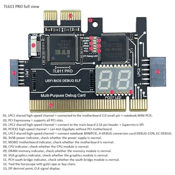 Večfunkcijsko Diagnostični Kartico TL611 PRO PCI-E LPC Motherboard Diagnostični Test za Prenosni Računalnik, Mobilni Telefon