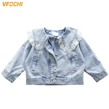 VFOCHI 2020 Dekle Traper Suknjič Pomlad Moda Coats Otrok Obleka Dojencek Dekliška Oblačila Vrhnja oblačila Čipke Baby Dekle Jeansa