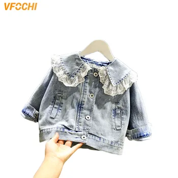 VFOCHI 2020 Dekle Traper Suknjič Pomlad Moda Coats Otrok Obleka Dojencek Dekliška Oblačila Vrhnja oblačila Čipke Baby Dekle Jeansa