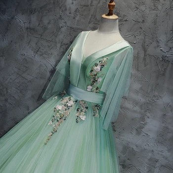 Vila svetlo zelena vezenje butterly rokav cosplay žogo obleke srednjeveško obleko Renaissance obleke Viktorijanski queen/ Belle Žogo 8406