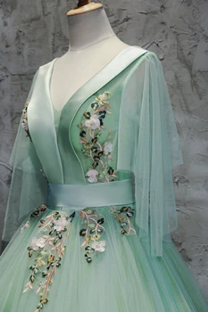 Vila svetlo zelena vezenje butterly rokav cosplay žogo obleke srednjeveško obleko Renaissance obleke Viktorijanski queen/ Belle Žogo