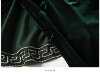 Vintage Kitajski večer stranka žametno obleko zelene sodobne cheongsam qipao