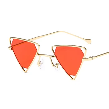Vintage steampunk slog, sončna očala moških luksuzne blagovne znamke oblikovalec sončna Očala Trikotnik nezakonitih kovinski okvir moda rumena Očala