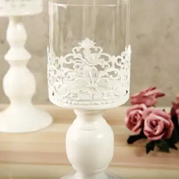 Vintage Valentinovo Doma Dekor Romantično Poročno Dekoracijo Beli svečniki Visok Kozarec Svečnikov Kovinske Obrti