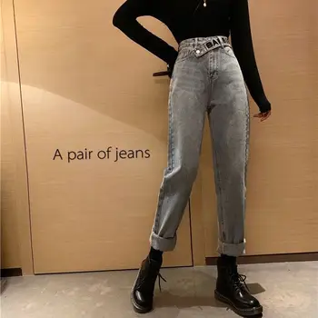 Vintage Visoko Pasu Poletje Naravnost Jeans Hlače Ženske Ulične Priložnostne Traper Kavbojke Femme Gumbi Zadrgo Ženske Jeans Mujer 2020