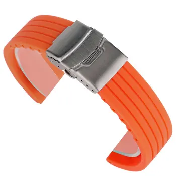 Visoka Kakovost 20 mm 22 mm 24 mm Silikonski Watch Band Moški Ženske Šport Gume Modra/Oranžna Pašček za Zapestje, Potapljač, Nepremočljiva 3453