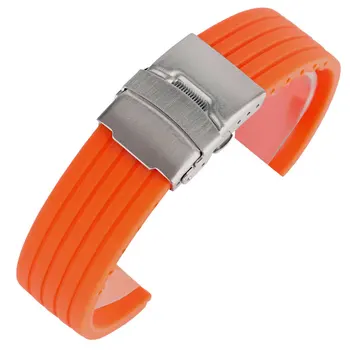 Visoka Kakovost 20 mm 22 mm 24 mm Silikonski Watch Band Moški Ženske Šport Gume Modra/Oranžna Pašček za Zapestje, Potapljač, Nepremočljiva