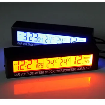 Visoka kakovost 3in1 Digitalni LCD Ura Zaslon avto auto vozila ura temperature, termometer napetosti voltmeter brezplačna dostava