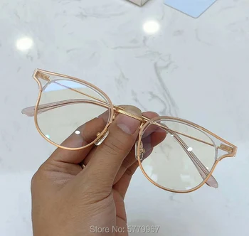 Visoka kakovost Nežno Ročno izdelan Acetatni Okvir Očal na Recept Očala Ženske moški Pol Okvir Kratkovidnost Optična Očala Očala