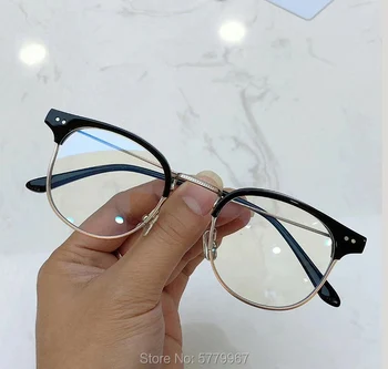 Visoka kakovost Nežno Ročno izdelan Acetatni Okvir Očal na Recept Očala Ženske moški Pol Okvir Kratkovidnost Optična Očala Očala