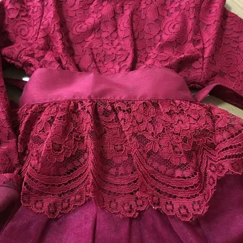 Visoka Kakovost Nove Obleke za Dekleta Lepe Čipke Dolg Rokav Otroci Obleko O-Vratu Žogo Zrasla Stranka Princesa Baby Otroci Oblačila CA496
