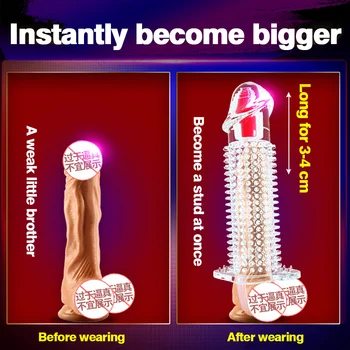 Visoko Elastična Kristalno Kondom Večkratno Uporabo Penis Extender Rokav Zamudo Izliv Penis Širitve Intimno Blaga Spolnih Igrač Za Moške