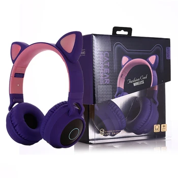 Visoko-kakovostni Razred slušalke Mačje Uho šumov Slušalke Bluetooth 5.0 Otroci Slušalke TF Kartice 3,5 mm Vtič Z Mic Brezžične Slušalke