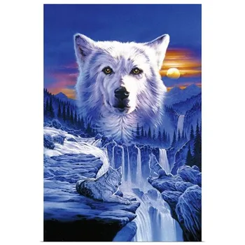 Volk, slap živali DIY Diamond Slikarstvo slap volk živali Diamond Vezenje Navzkrižno Šiv Nosorogovo Mozaik Slikarstvo