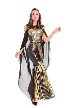Vrhunska Halloween Cosplay Oblačila Krasen Egiptovske Kraljice Kostum Grške Boginje Sirena Obleko S Črno Mrežico Šal