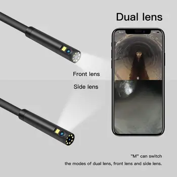 WIFI Endoskop Dvojno Objektiv Kamere 1080P 10/5/2 M IP68 Vodotesen Trde Žice, Brezžični 8 mm 9 LED Borescope Kamera Za Android, IOS in Mac