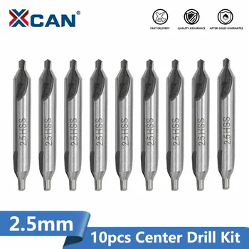 XCAN 10pcs 2,5 mm Center Drill Bit Kit 60Degrees hitroreznega Jekla Metal Luknjo Vrtati Cutter Skupaj Sveder Set