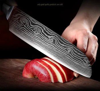 XITUO Kuhinjski Noži Damask Žile iz Nerjavečega Jekla, Noži Barvo Lesa Ročaj Odrezanje Pripomoček Santoku Rezanje Kuhar Kuhanje Nož
