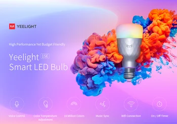 Yeelight 1SE Smart LED Žarnica E27 6W RGB Brezžični Glasovni Nadzor Pisane Svetlobe 100-240V Dela za Google Pomočnik SmartThing Alexa