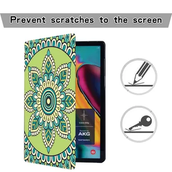 Za Samsung Galaxy Tab A/Tab S6 Zavihek E S5E Tablet Mandala Usnje Stojalo Lahki Padec Odpornosti Lupine Primeru