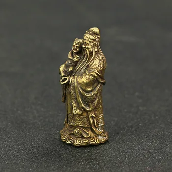 Zbirka Archaize Medenina Fu Lu Shou Življenje Bogastvo Kip Bude, Mala Curio Kitajski Bronasto Taoism 3 Dolgoživost Bog Domov Dekoracijo