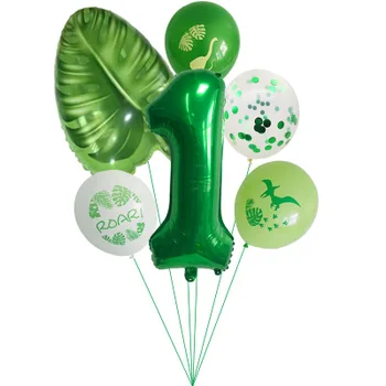 Zelen Dinozaver Latex Balon Želva Listov Številko 0-9 Folija Baloni Nastavite Bleščica Balon Otrok Rojstni Dan Okraski Ponudbe