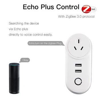 ZIGBEE 3.0 Pametnega Doma Wifi Socket Inteligentni Stikalo Z 2 Vrata USB napajalnik 100-240V Daljinsko Glasovni Nadzor Plug Delo Z Wink Echo Plus