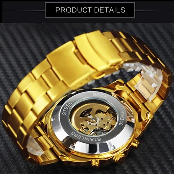 ZMAGOVALEC Zlate Samodejni Watch Moških Diamond Ledeni Iz Ogrodje iz Nerjavečega Jekla, Trak Mehanske Ure blagovne Znamke Luksuzne Ročne ure