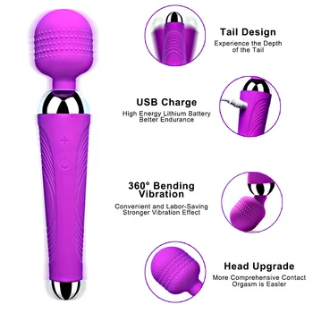Čarobno Palico Vibrator Sex Igrače za Ženska Nastavek Klitoris Stimulator Igrače za odrasle G Spot Vibrator z vibriranjem za Žensko Samozadovoljevanje