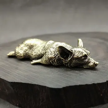 Čisti Baker Welsh Corgi Kuža Miniaturne Figurice Trdni Brass Živali Pes Namizni Okras Dekoracijo Obrti Obtežilnik Za Papir, Čaj, Domače Živali
