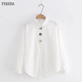 Črtasto Bluze Ženska Vezenje Na Majice Svoboden White Lady Vrhovi Luštna Dekleta Obleke Študentov Oblačila