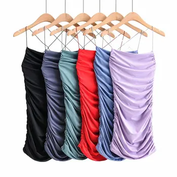 Špageti Trak Mini Obleka Ženske Seksi Backless Križ Povoj Bodycon Stranke Obleke Naguban Odsek Kratek Klub, Obleko Ženski 2020