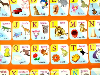 Špansko angleški Jezik Phonic Grafikon Otrok Izobraževalne Računalniške Igrača za Otroke Učenje Pralni Plakat Igrače Darilo z Glasbo