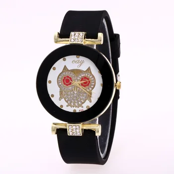 ženska pazi 2019 moda priložnostne silikonski zapestne ure za ženske kristali sova obleko šport quartz ura ženske ure bayan saat 7561