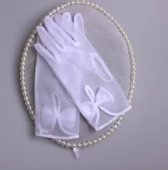 Ženske elegantne bele barve očesa rokavice ženske pomlad poletje zaščito pred soncem pregleden lok rokavice R1480