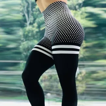 Ženske Fitness Push Up Dokolenke Visoko Pasu Stretch Vaja Legging Hlače 2019 Modni Ženski 3D Prugasta Tiskanja Dokolenke Plus Velikost