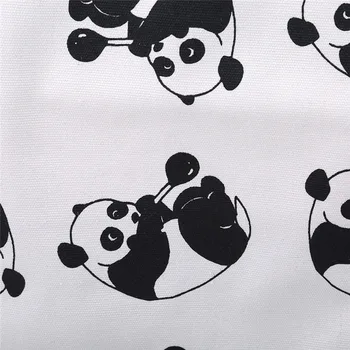 Ženske, Nakupovalne Torbe Črno Bel Srčkan Panda Vzorec Praktične Ženske Ramo Torbe Vsakodnevno Uporabo Platno Nakupovalno Vrečko Femme