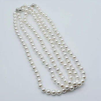Ženske ogrlico, 8 mm mati-of-biserna ogrlica, beli krog morskih mati-of-biserna ogrlica, visok sijaj, kratka ogrlica