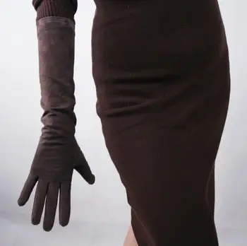 Ženske črne barve naravne antilop usnja rokavice ženske prave ovčje usnje dolge vožnje rokavice 44 cm R2674