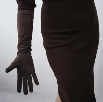 Ženske črne barve naravne antilop usnja rokavice ženske prave ovčje usnje dolge vožnje rokavice 44 cm R2674
