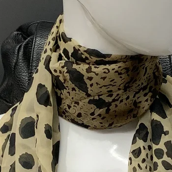 ženske šal pomlad leopard tiskanja šifon šali ženska moda stilsko trdna šali poliester neckerchief rute