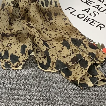 ženske šal pomlad leopard tiskanja šifon šali ženska moda stilsko trdna šali poliester neckerchief rute